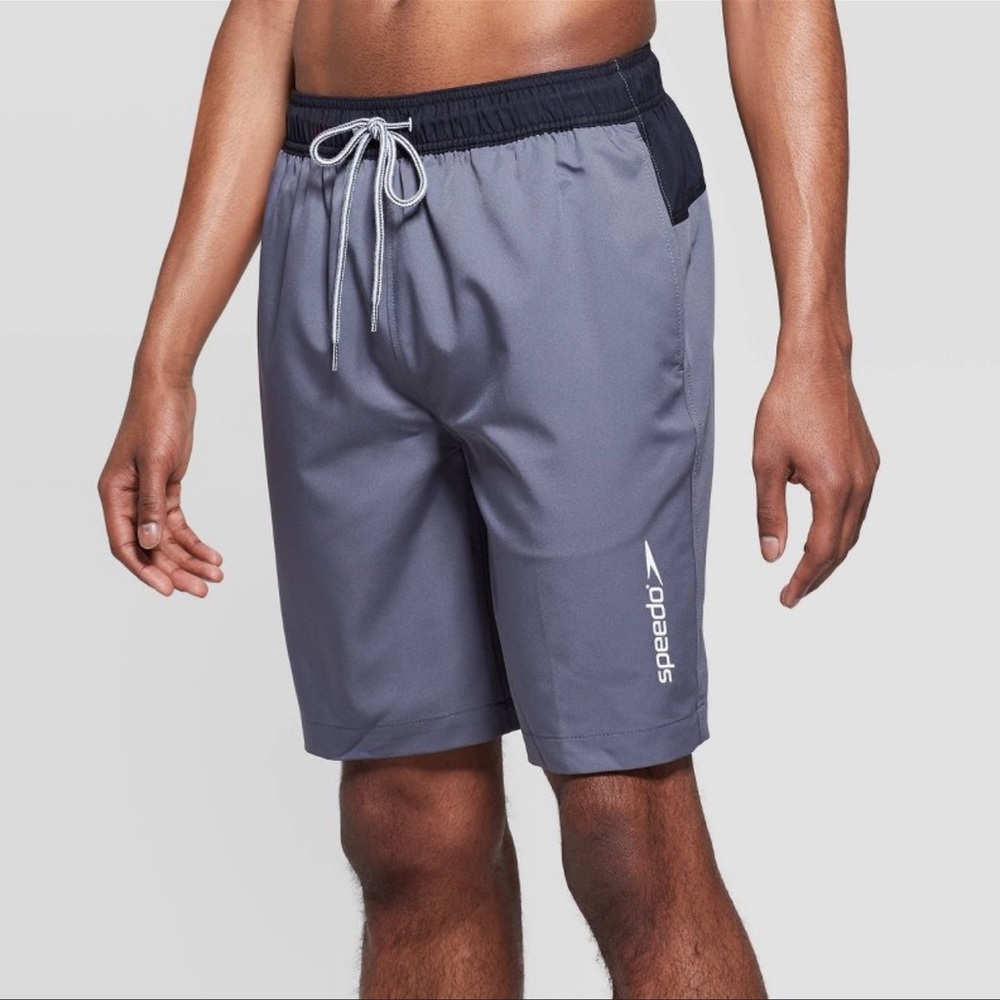 Speedo Men’s 9” Marina Long Volley Swim Trunks Grey Size Small NWT